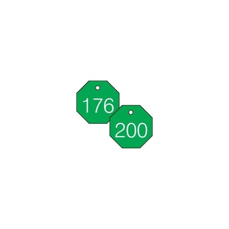 Accuform Engraved Numbered Tags, RP-Plastic, 3/8 in H x 3-1/4 in W, 25 PK TDG829GN